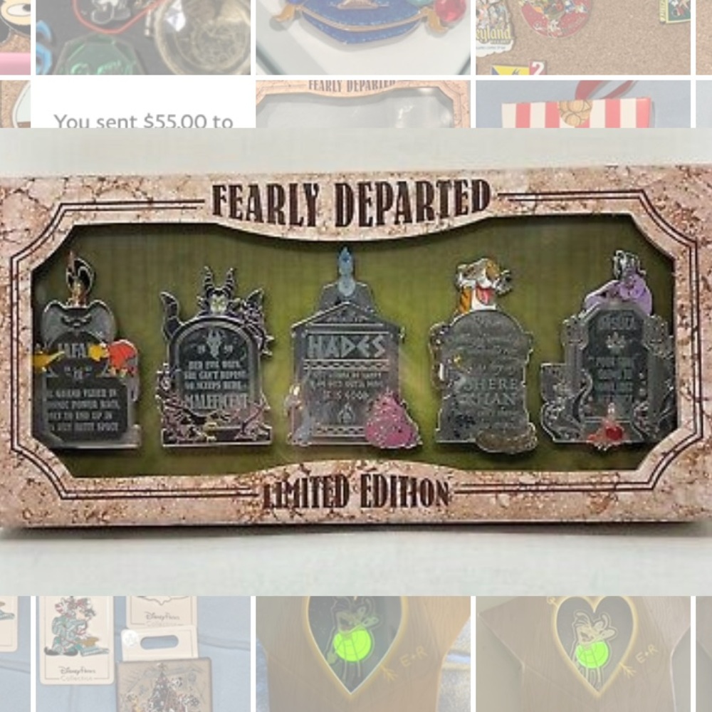 2021 Disney Fearly Departed Villains 5 Pin Limited Edition Box Set
